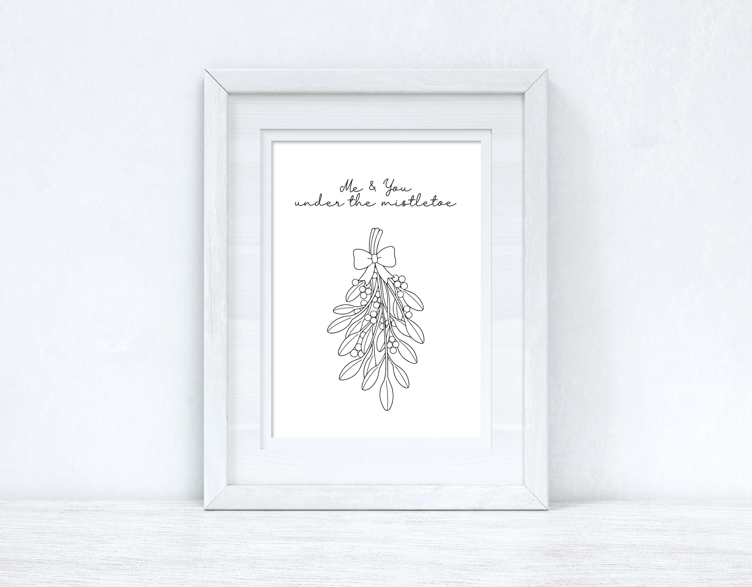 Me & You Mistletoe Christmas Seasonal Wall Home Decor Print-1