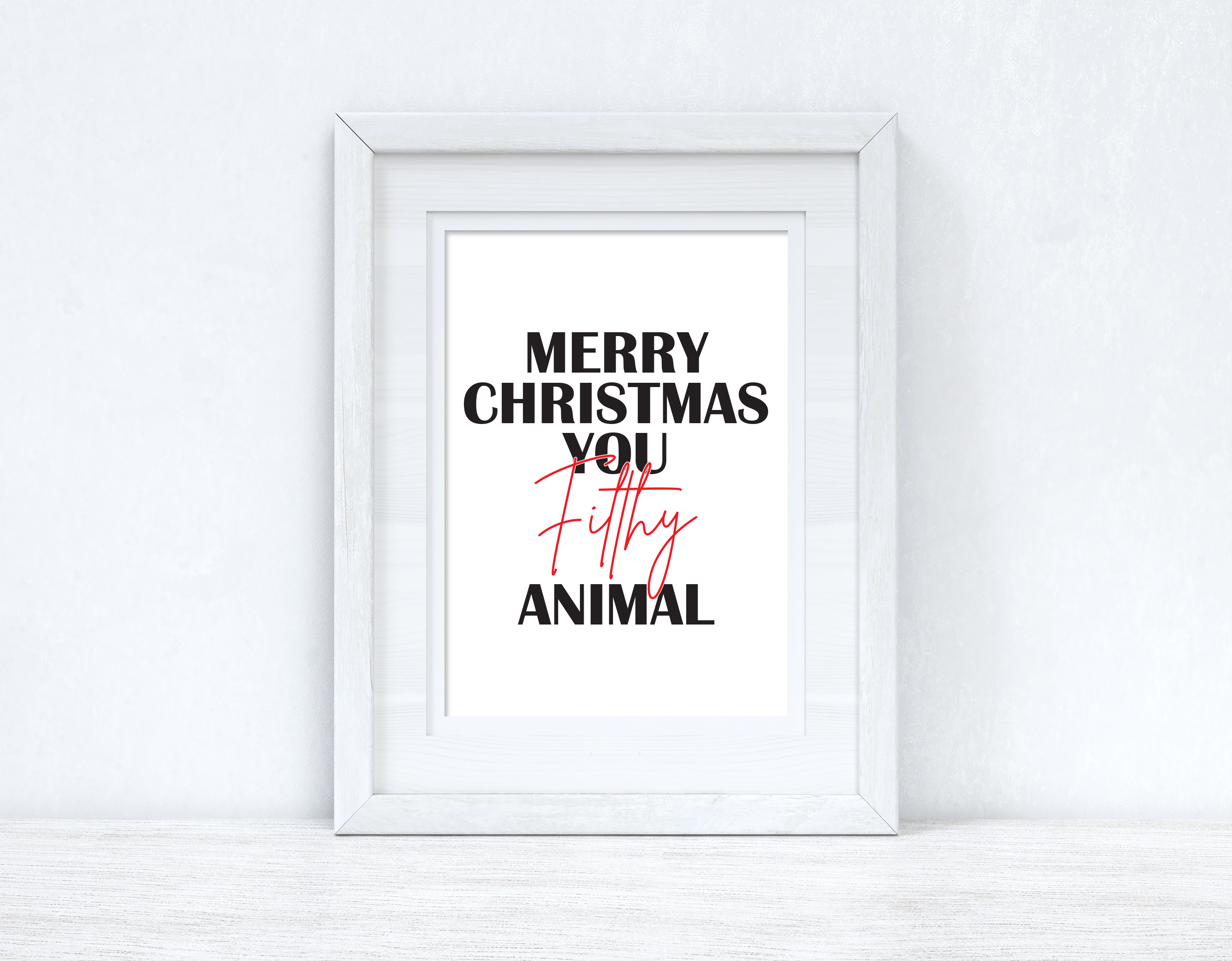 Merry Christmas You Filthy Animal Colour Seasonal Wall Home Decor Print-0