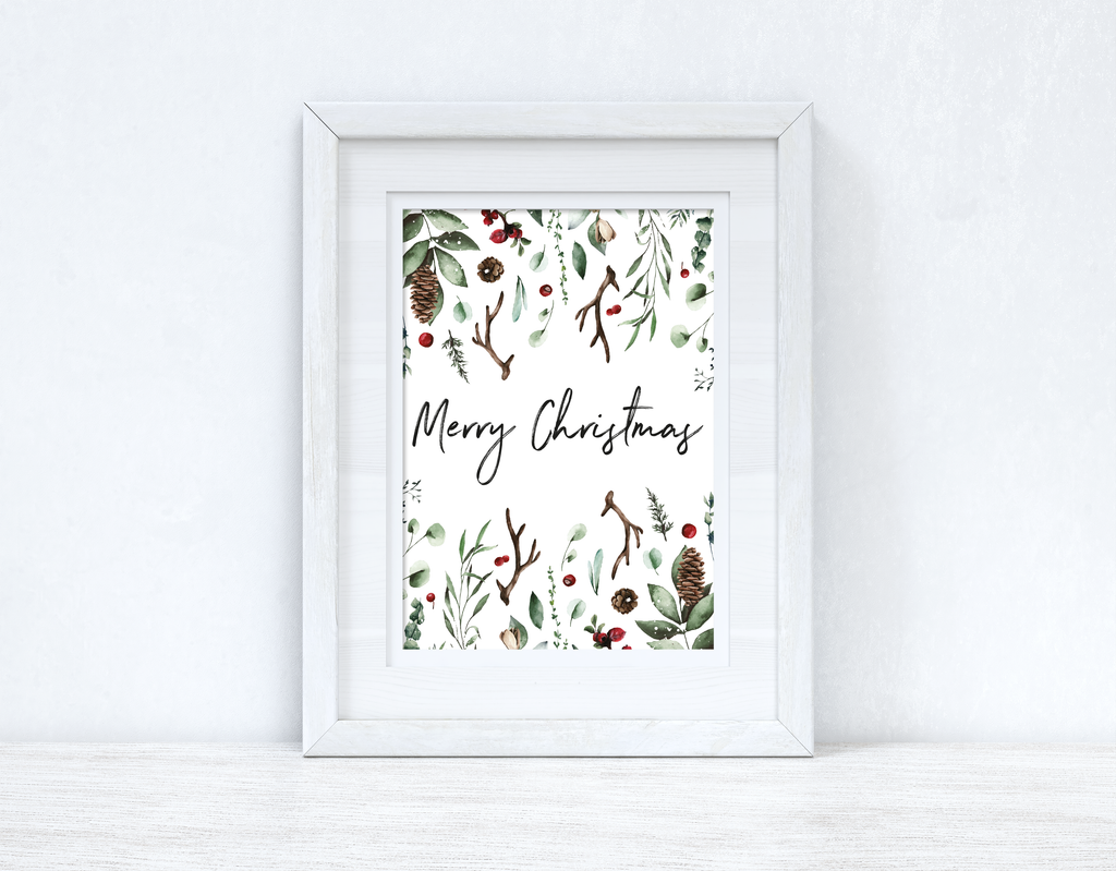 Merry Christmas Full Border Winter Christmas Seasonal Wall Home Decor Print-1
