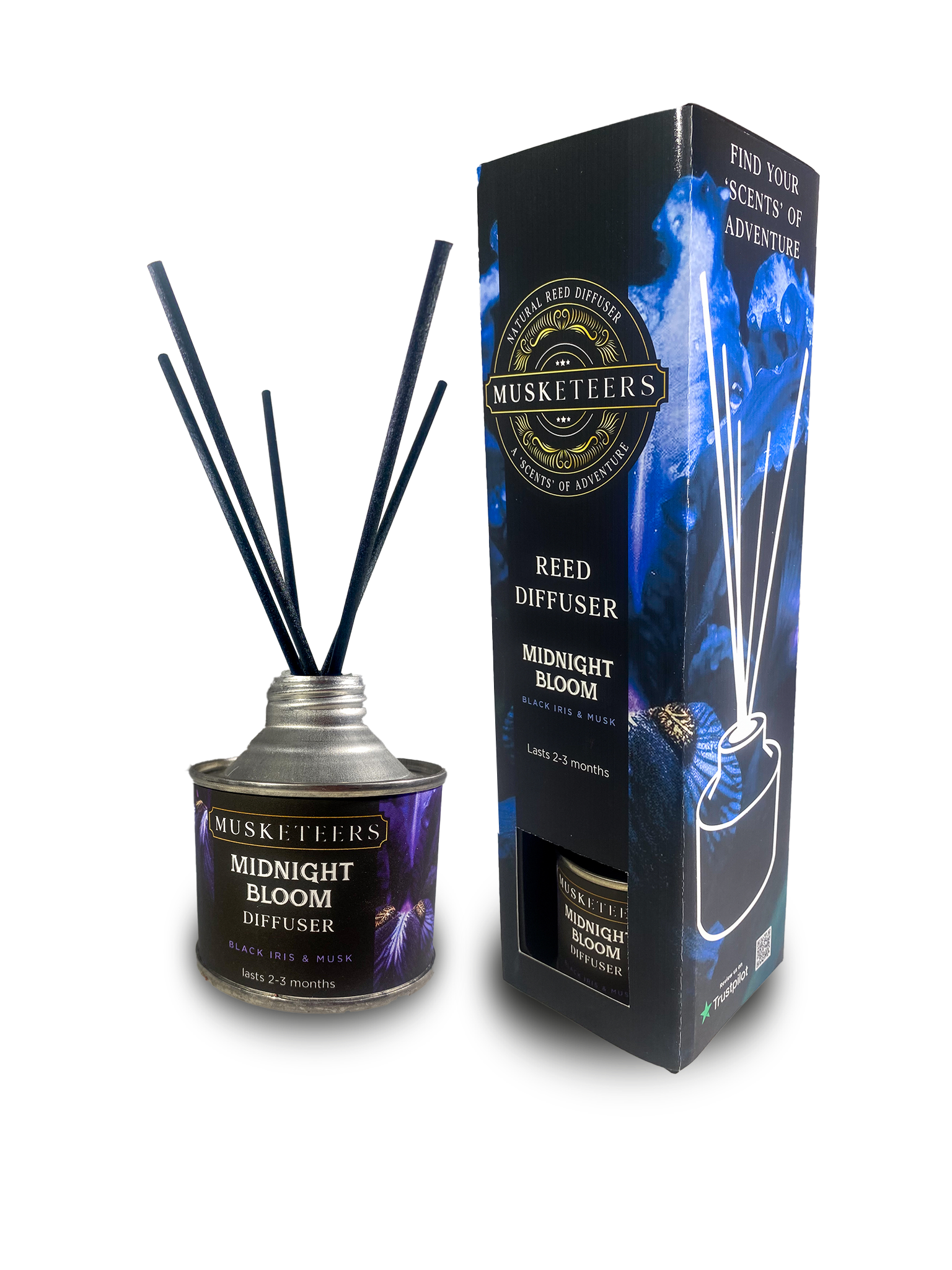Midnight Bloom - Black Iris & Musk Scented Reed Diffuser-1