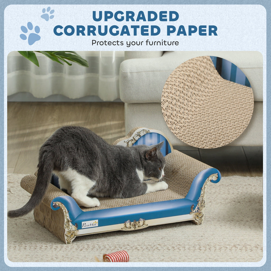 2-in-1 Cat Scratching Board with Catnip for Indoor Cats, 26.5 x 57 x 26.5cm, Blue-4