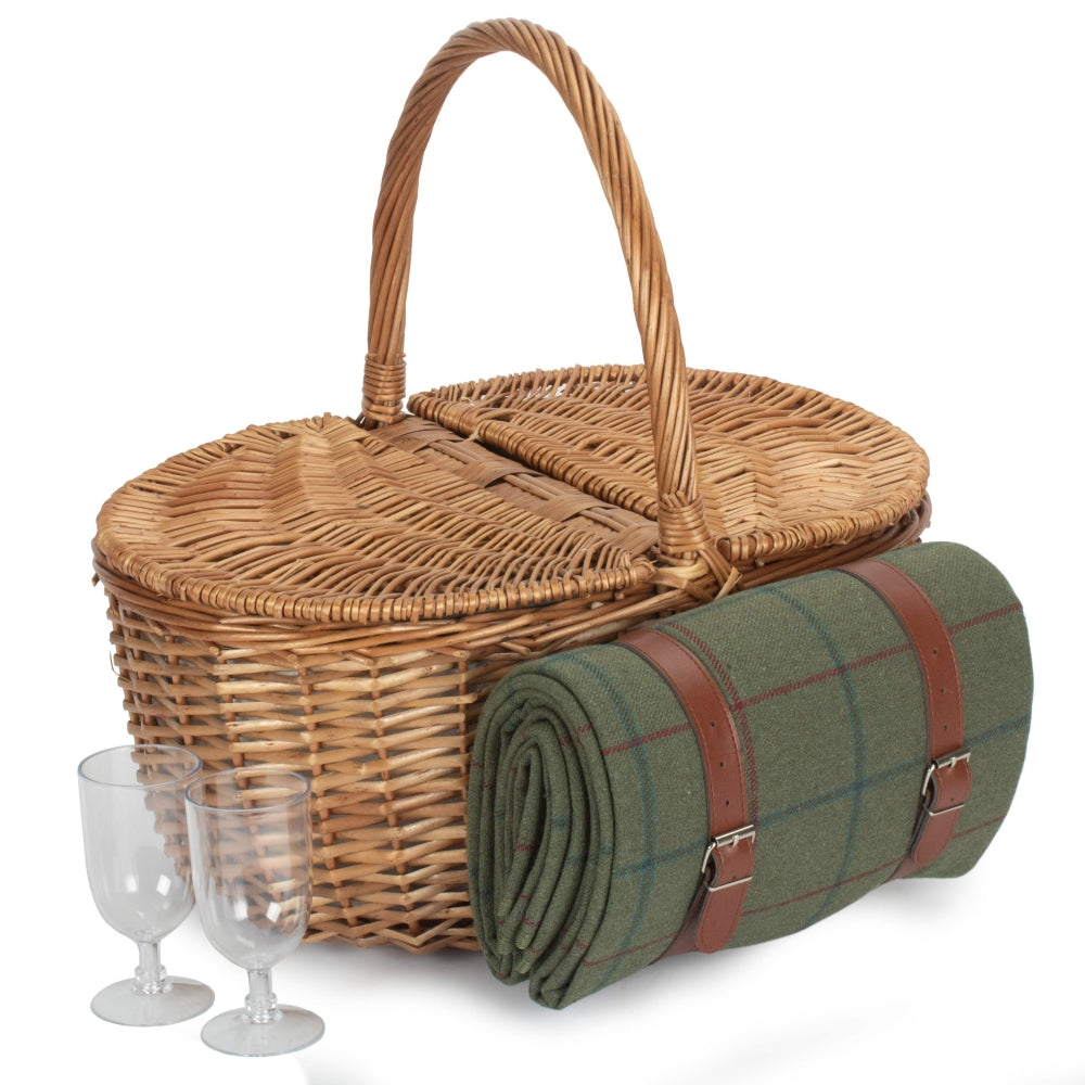 Oval Double Steamed 2 Person Fitted Picnic Basket-0