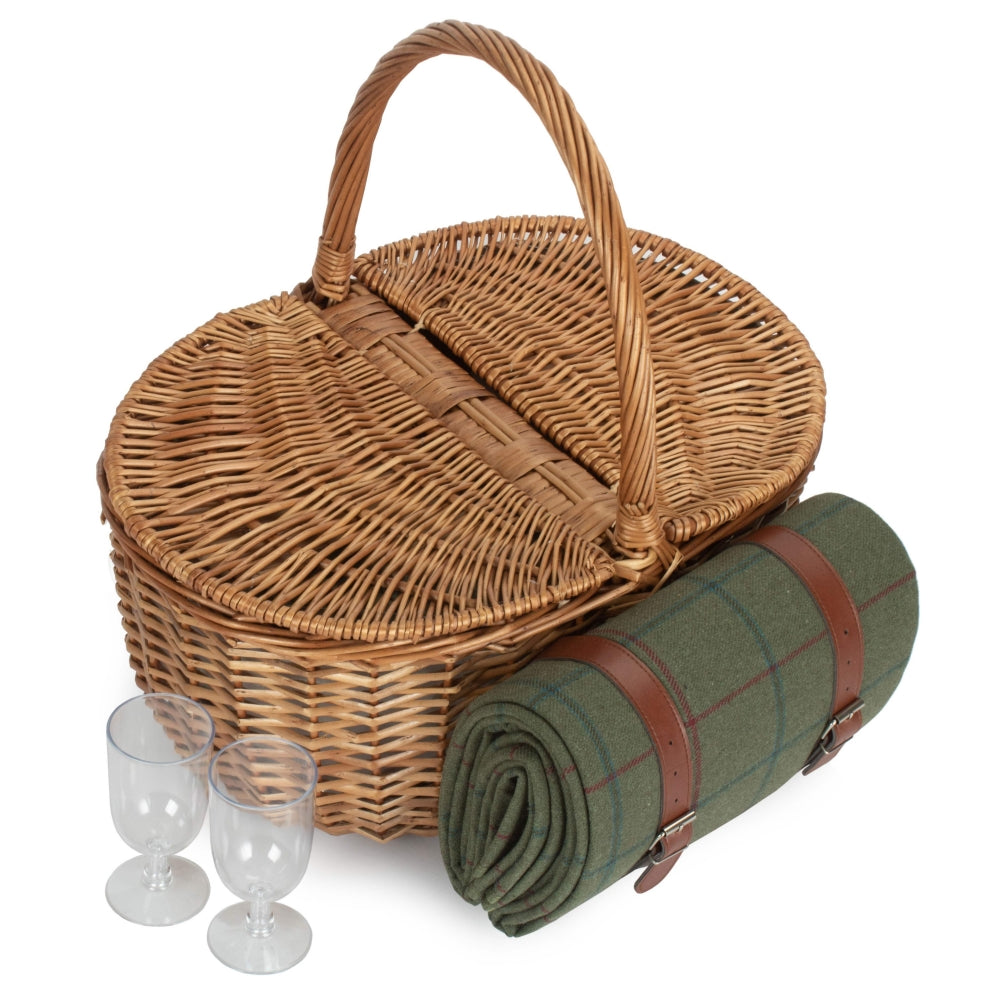 Oval Double Steamed 2 Person Fitted Picnic Basket-1