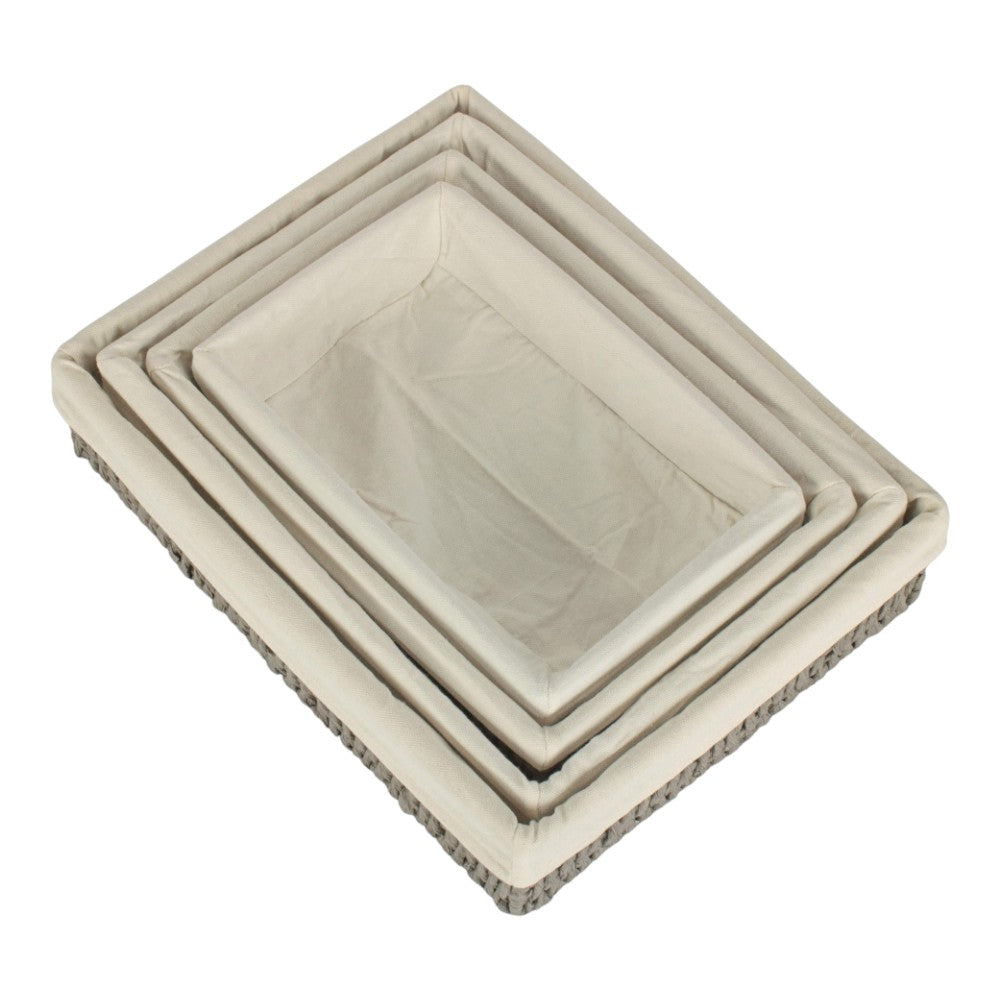 Rectangular Grey Straight-sided White Cotton Linen Paper Rope Trays-2