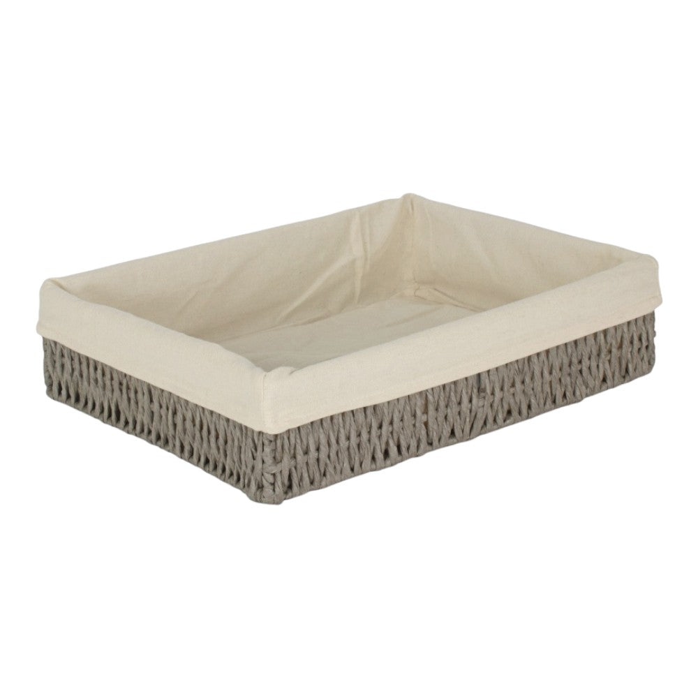 Rectangular Grey Straight-sided White Cotton Linen Paper Rope Trays-3