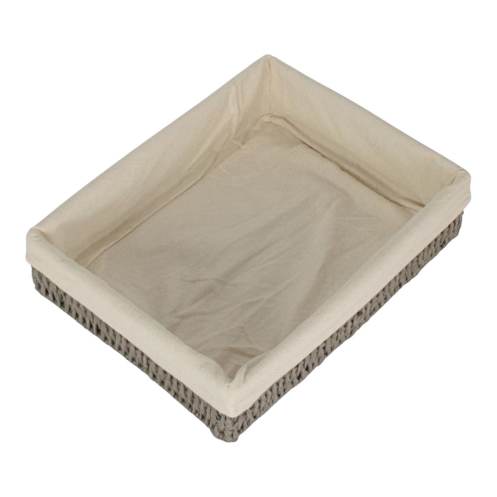Rectangular Grey Straight-sided White Cotton Linen Paper Rope Trays-4