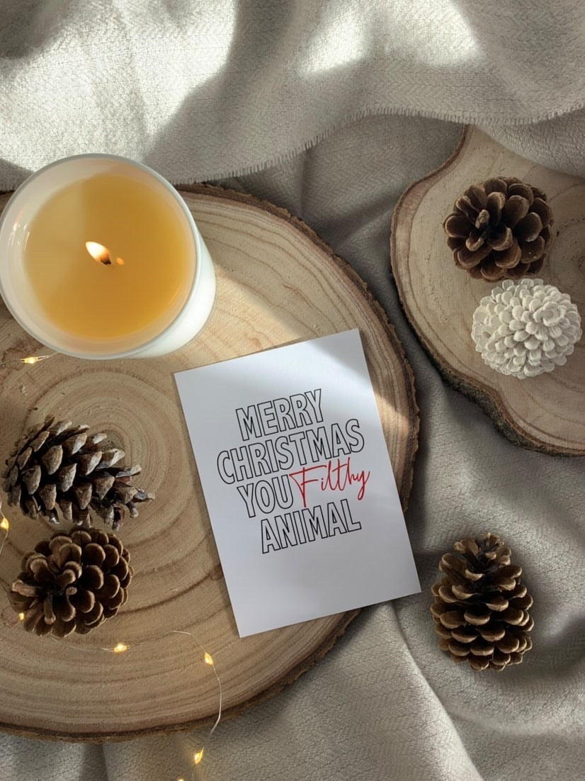 Merry Christmas You Filthy Animal Winter Christmas Seasonal Wall Home Decor Print-0