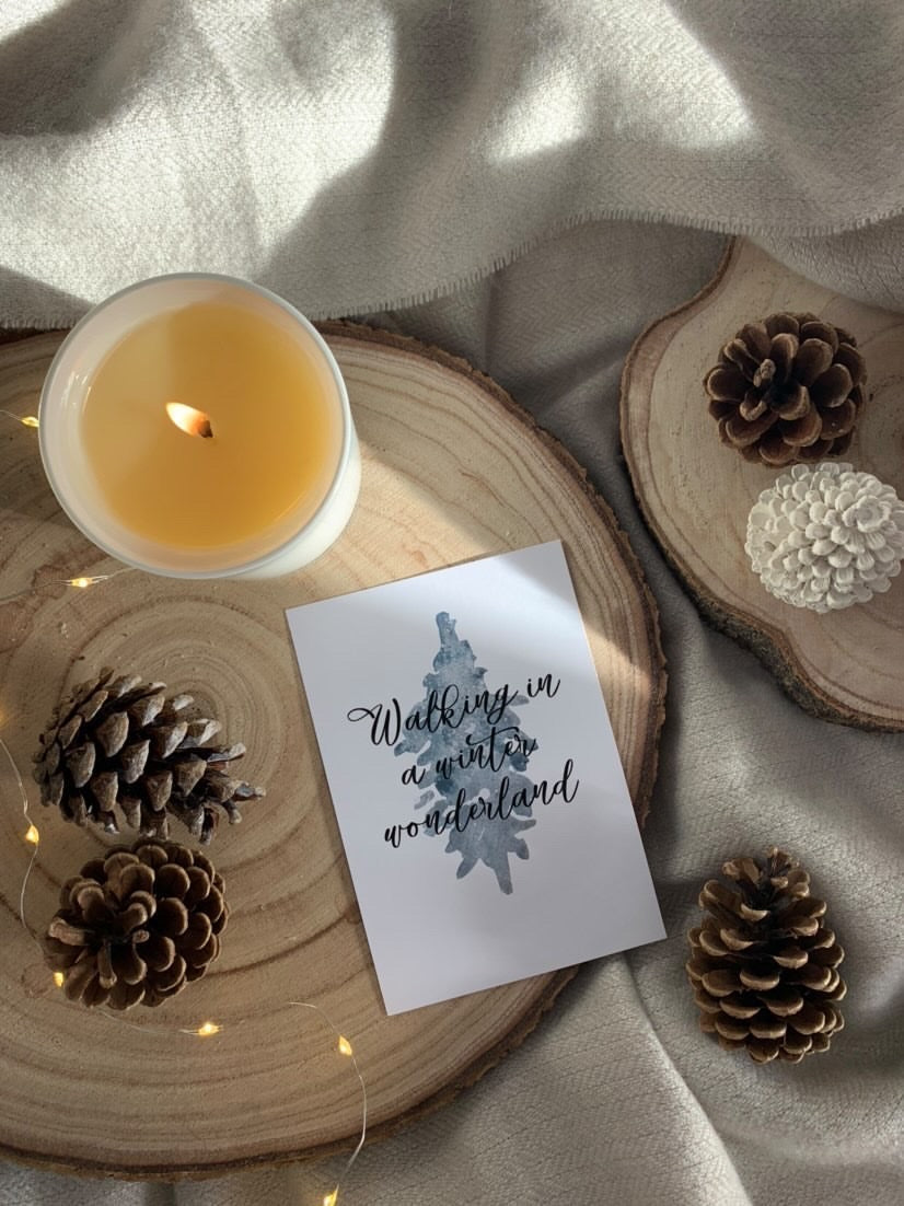 Walking In A Winter Wonderland Grey Tree Winter Christmas Seasonal Wall Home Decor Print-1