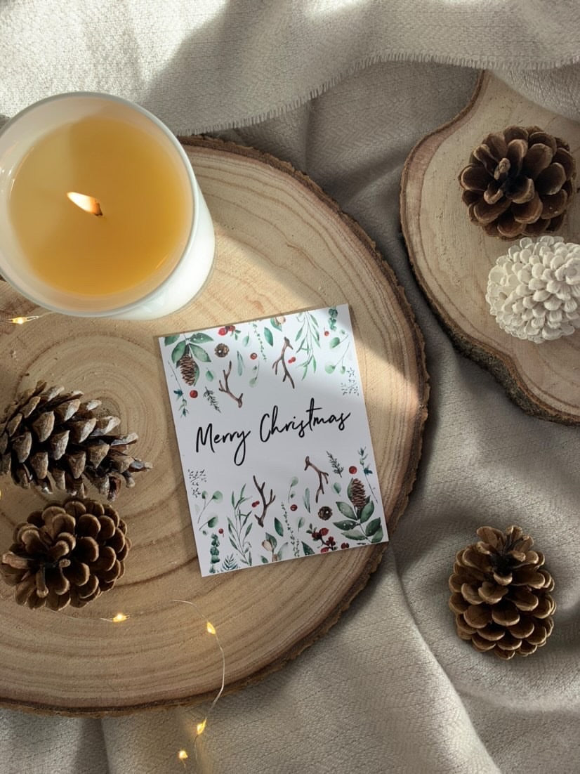 Merry Christmas Full Border Winter Christmas Seasonal Wall Home Decor Print-0