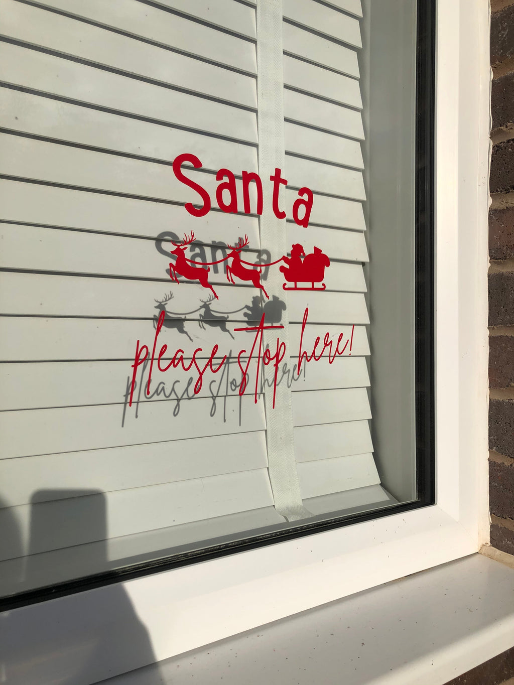 Santa Please Stop Here Sleigh With Reindeers Window Door Vinyl Christmas Sticker-1