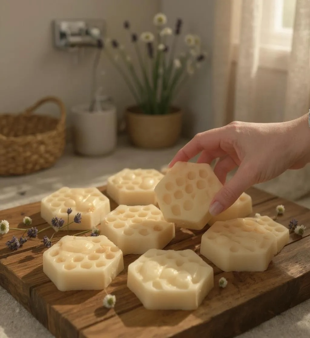 Honey and Shea Butter Soap in Peppermint and Lime Oils, Honey from our Hives-0