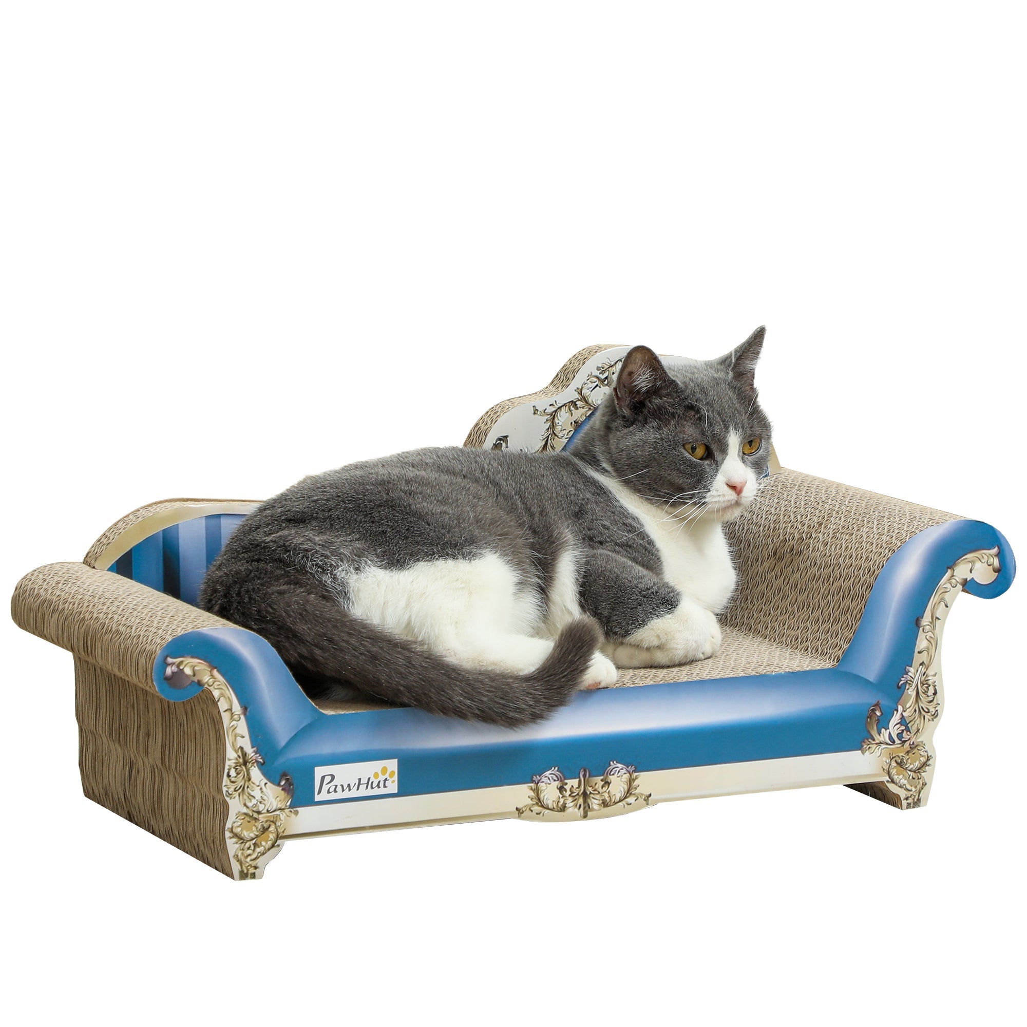 2-in-1 Cat Scratching Board with Catnip for Indoor Cats, 26.5 x 57 x 26.5cm, Blue-0