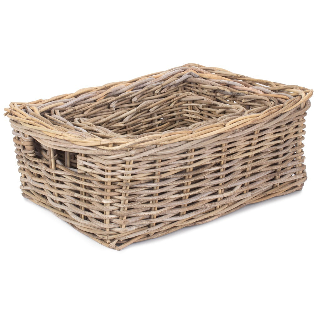 Shallow Kubu Grey Rattan Rectangular Basket-4