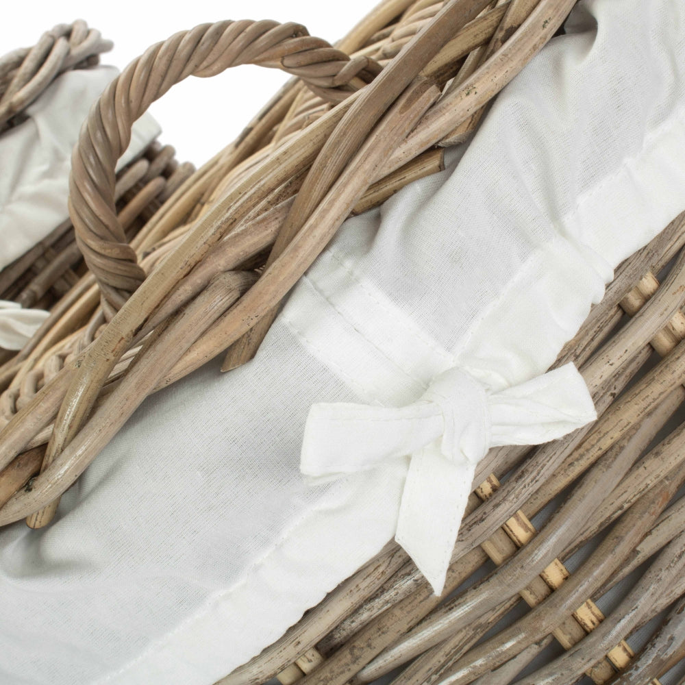 Round Rattan Laundry Hamper Basket with White Lining-2