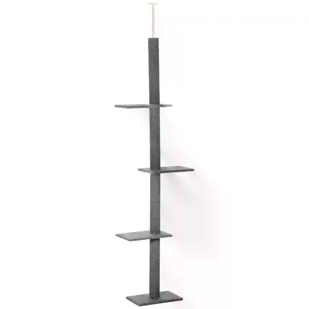 260cm Cat tree Floor To Ceiling with 3 Perches, Activity Scratching Tree Center for Kittens Cat Tower Furniture, Grey-0