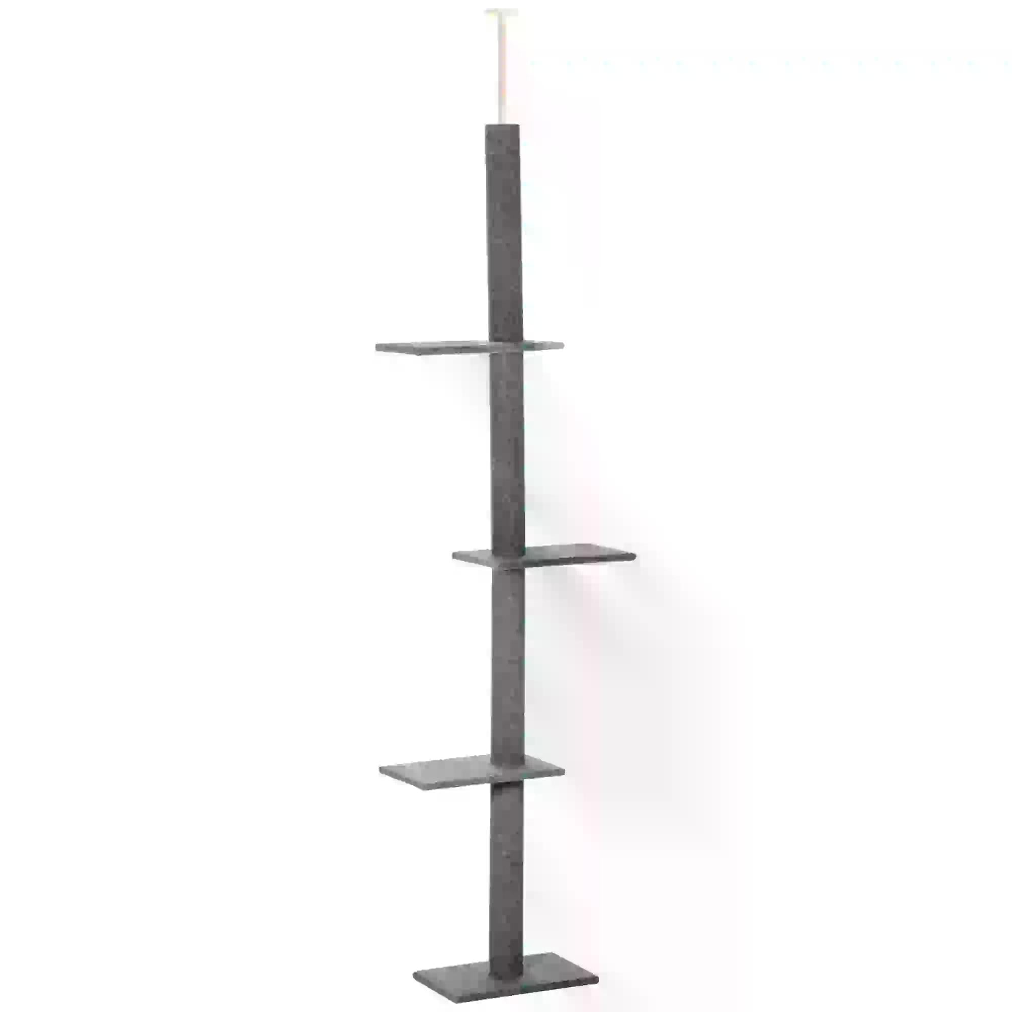 260cm Cat tree Floor To Ceiling with 3 Perches, Activity Scratching Tree Center for Kittens Cat Tower Furniture, Grey-0