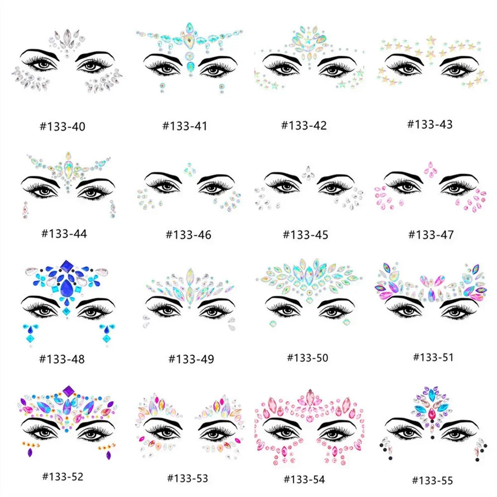 1pcs Festival Face Jewels Crystal Body Stickers Make Up Face Gems Glitter Rhinestones Face Sticker for Festival Party Dress Up-0