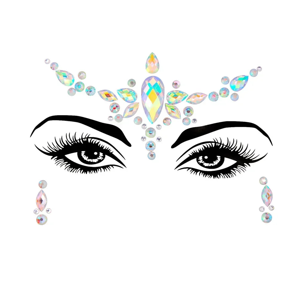 1pcs Festival Face Jewels Crystal Body Stickers Make Up Face Gems Glitter Rhinestones Face Sticker for Festival Party Dress Up-5