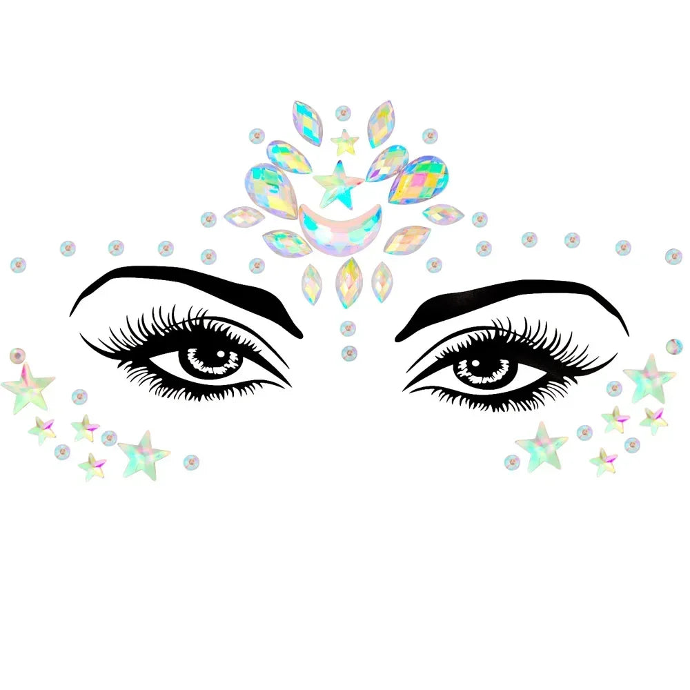 1pcs Festival Face Jewels Crystal Body Stickers Make Up Face Gems Glitter Rhinestones Face Sticker for Festival Party Dress Up-10