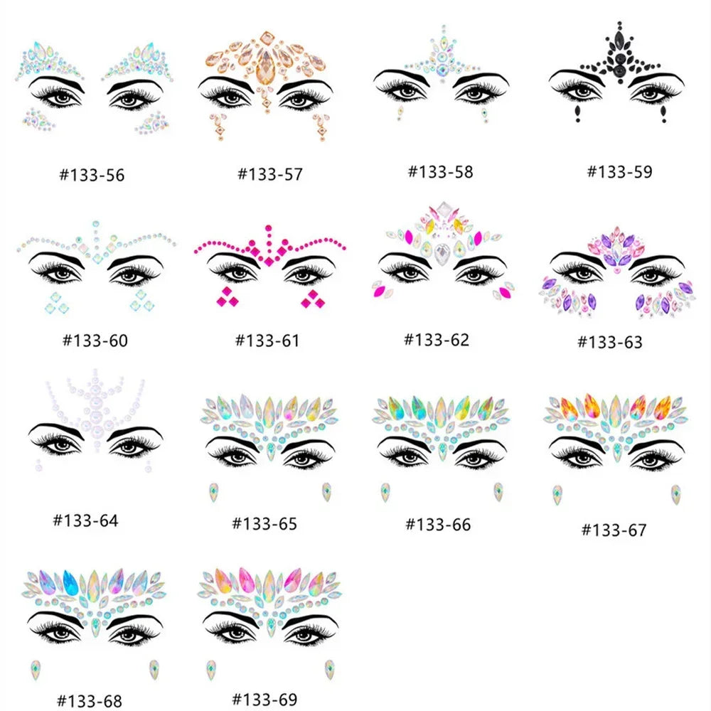1pcs Festival Face Jewels Crystal Body Stickers Make Up Face Gems Glitter Rhinestones Face Sticker for Festival Party Dress Up-2