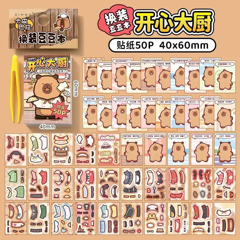 Capibala Dress Up Stickers Creative Four Seasons Scene Bean collection Sticker Children DIY Handmade Sticker Book-10