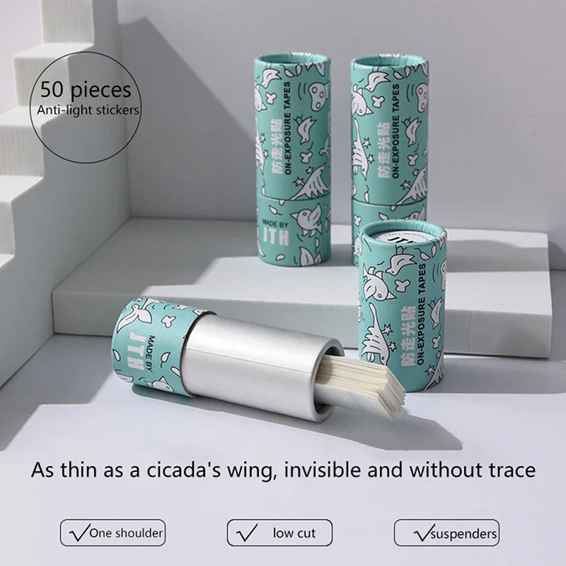 50/36Pcs Transparent Double Sided Tape for Clothing Dress Body Skin Anti-Exposure Adhesive Sticker Strips-4