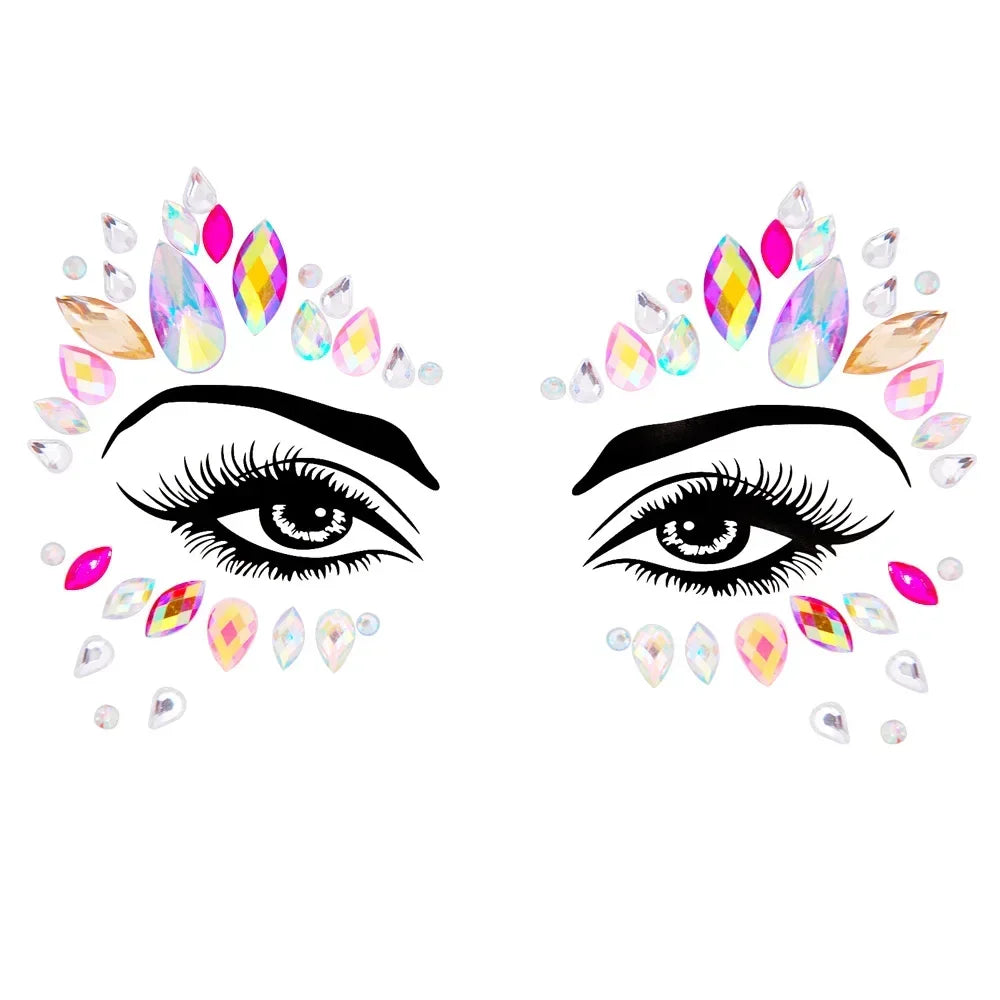 1pcs Festival Face Jewels Crystal Body Stickers Make Up Face Gems Glitter Rhinestones Face Sticker for Festival Party Dress Up-30