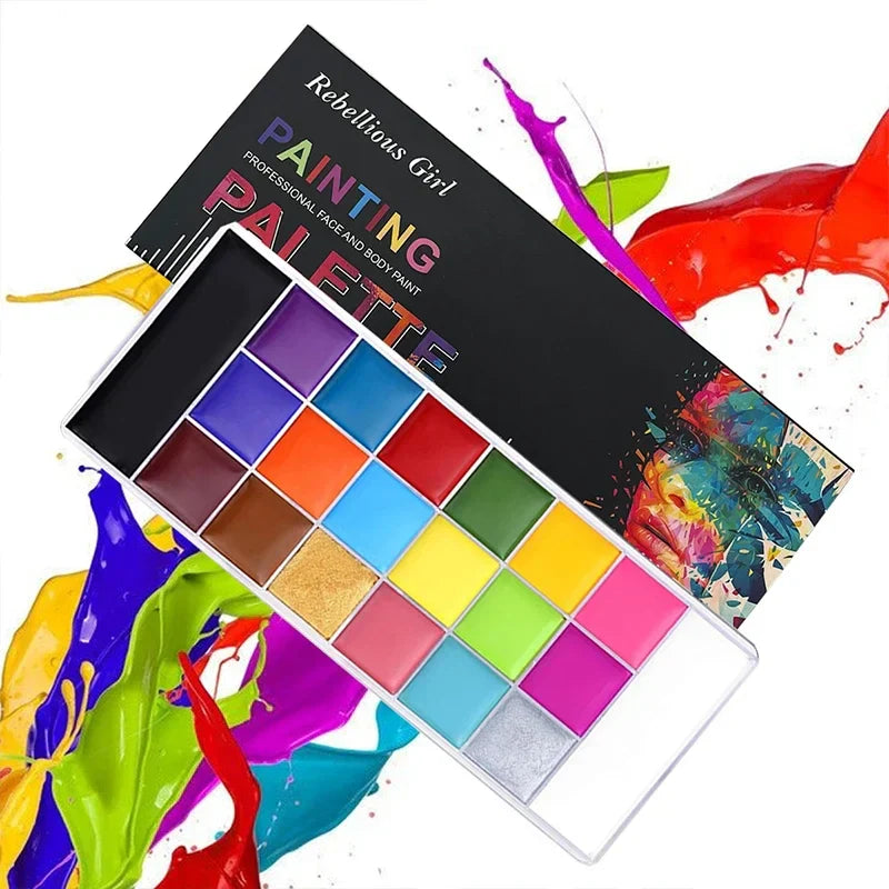 20 Color Sfx Children's Adult Painting Set Halloween Party Makeup Fancy Dress Beauty Palette Face Body Painting Oil and Brush-2