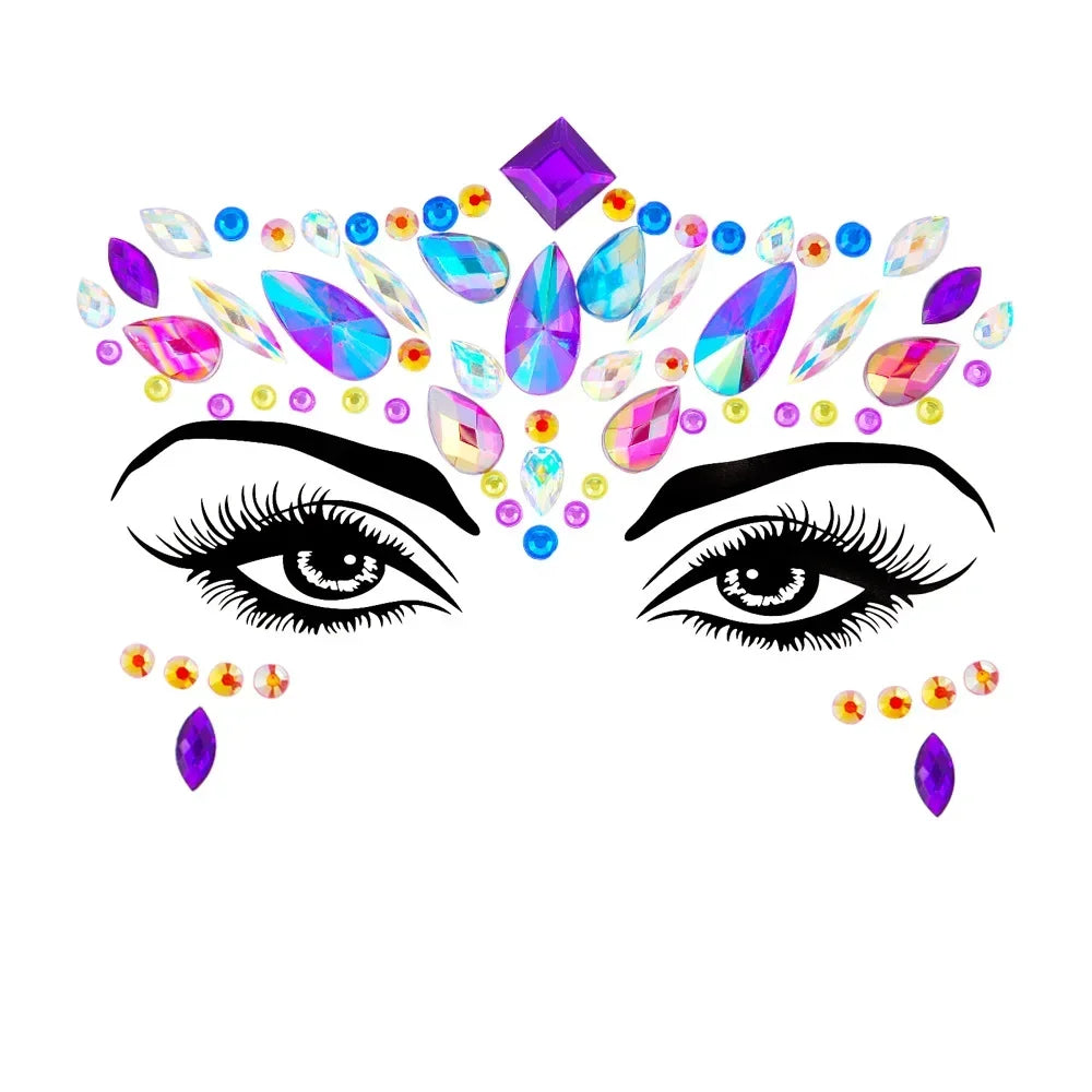 1pcs Festival Face Jewels Crystal Body Stickers Make Up Face Gems Glitter Rhinestones Face Sticker for Festival Party Dress Up-27