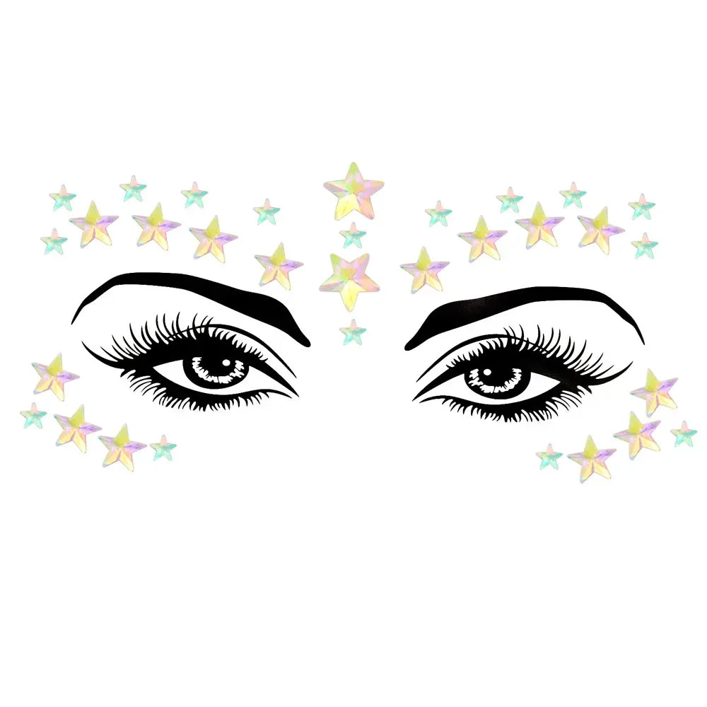 1pcs Festival Face Jewels Crystal Body Stickers Make Up Face Gems Glitter Rhinestones Face Sticker for Festival Party Dress Up-6