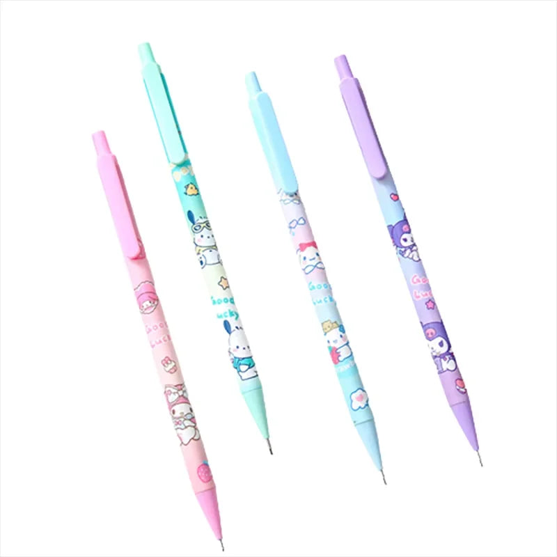 Sanrio Cartoon Mechanical Pencil 12pcs Kuromi Melody Pochacco Movable Pen  Primary School Student Stationery 0.5 Black-7