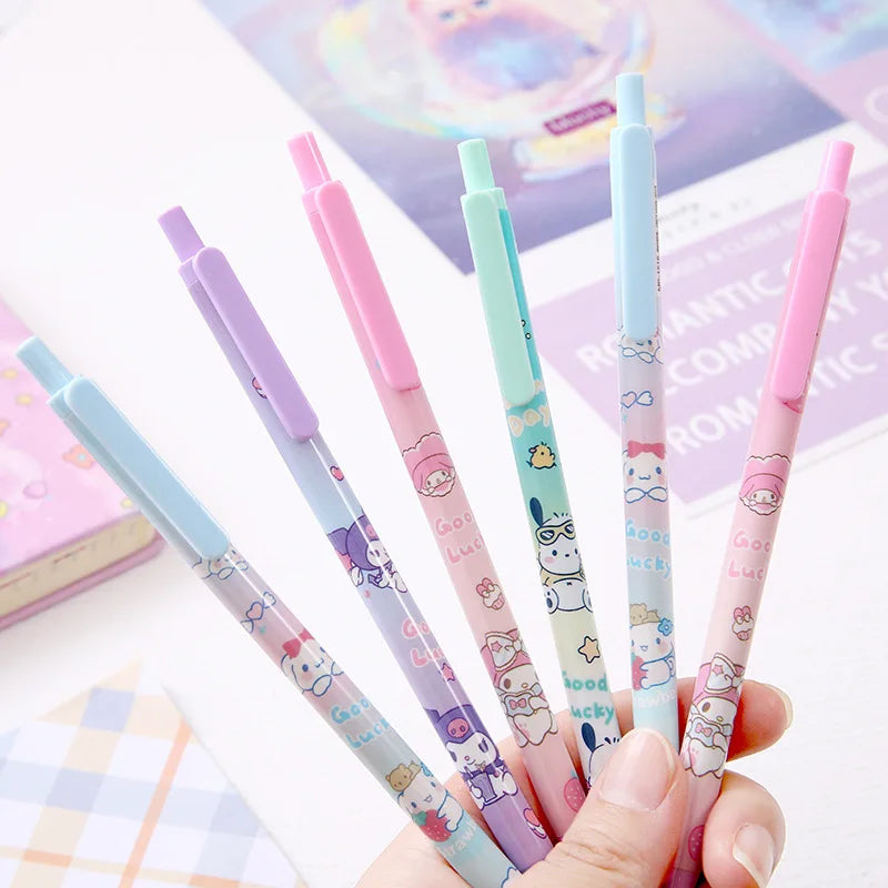 Sanrio Cartoon Mechanical Pencil 12pcs Kuromi Melody Pochacco Movable Pen  Primary School Student Stationery 0.5 Black-0