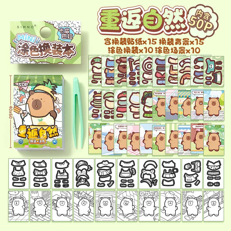 Capibala Dress Up Stickers Creative Four Seasons Scene Bean collection Sticker Children DIY Handmade Sticker Book-13