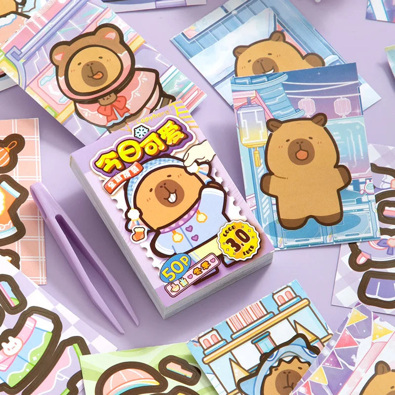 Capibala Dress Up Stickers Creative Four Seasons Scene Bean collection Sticker Children DIY Handmade Sticker Book-3