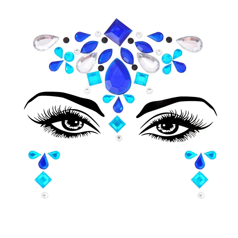 1pcs Festival Face Jewels Crystal Body Stickers Make Up Face Gems Glitter Rhinestones Face Sticker for Festival Party Dress Up-31