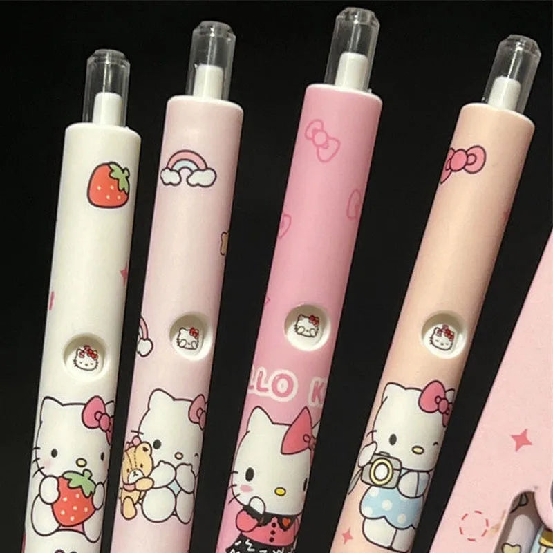 4Pcs Sanrio Hello Kitty Pen Gel Black Bullet Tip Cartoon 0.5mm  Ballpoint Pen School Office Supplies Stationery Accessories Gift-4