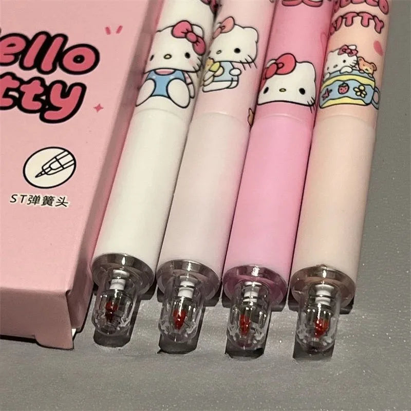 4Pcs Sanrio Hello Kitty Pen Gel Black Bullet Tip Cartoon 0.5mm  Ballpoint Pen School Office Supplies Stationery Accessories Gift-3