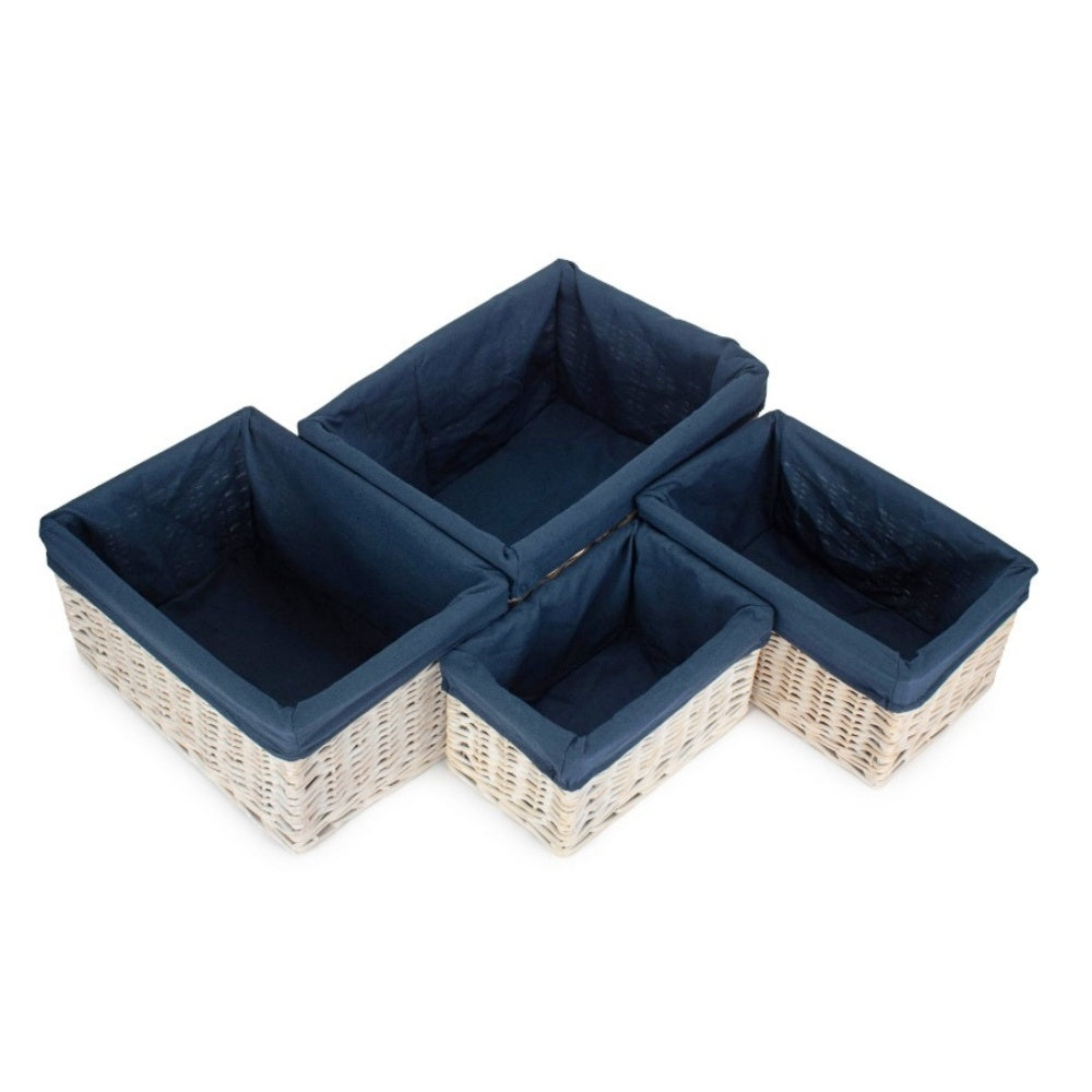 White Wash Navy Lined Open Storage Basket-1
