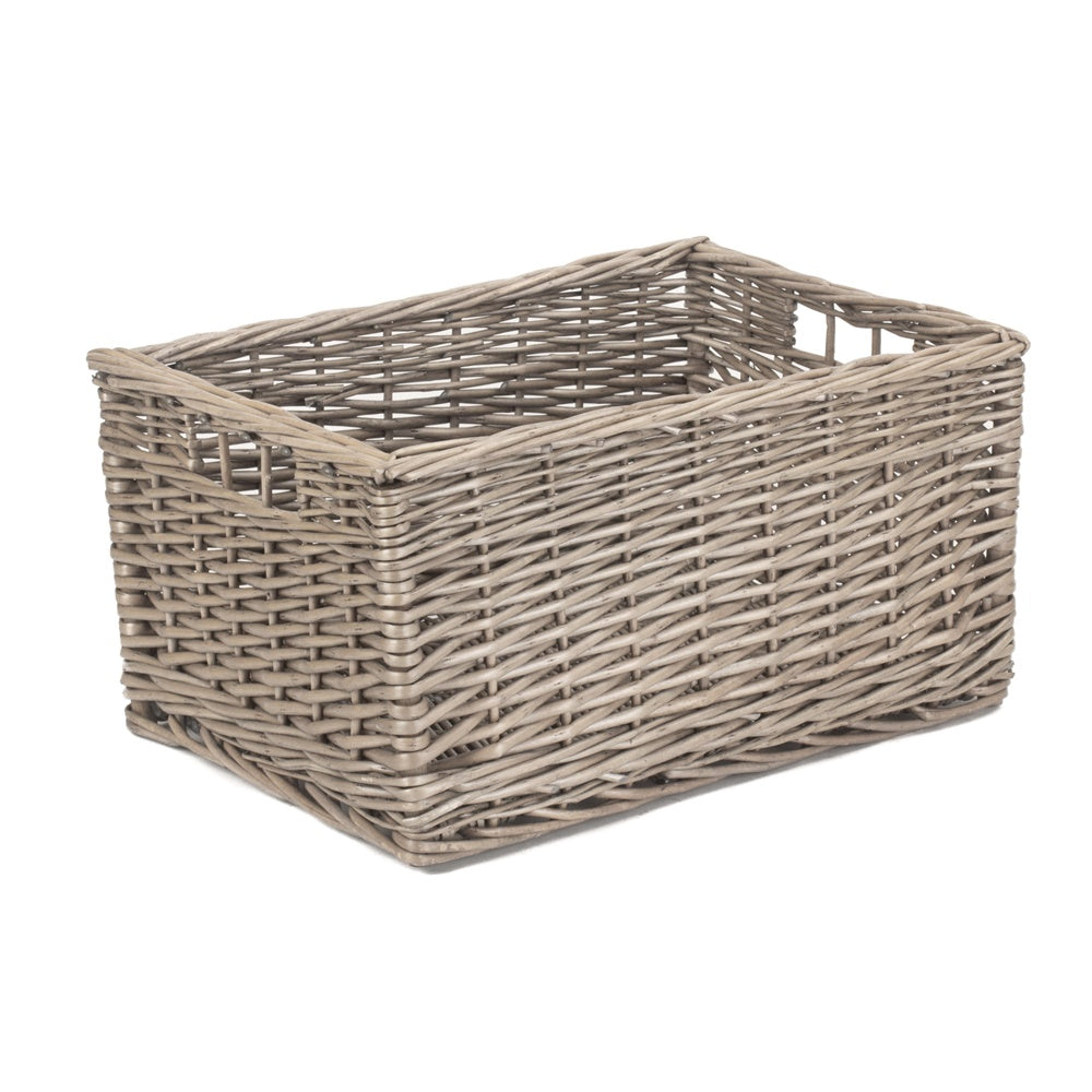 Antique Wash Unlined Wicker Storage Basket-3