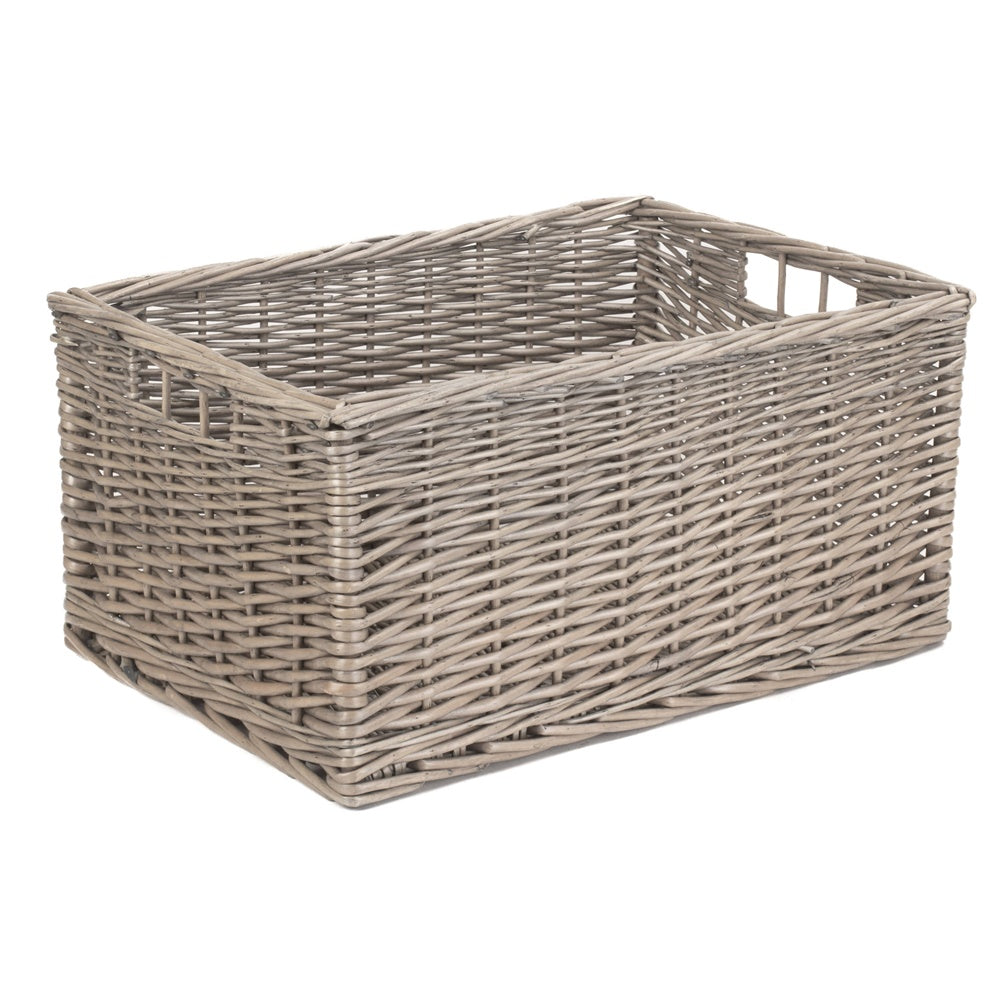 Antique Wash Unlined Wicker Storage Basket-2