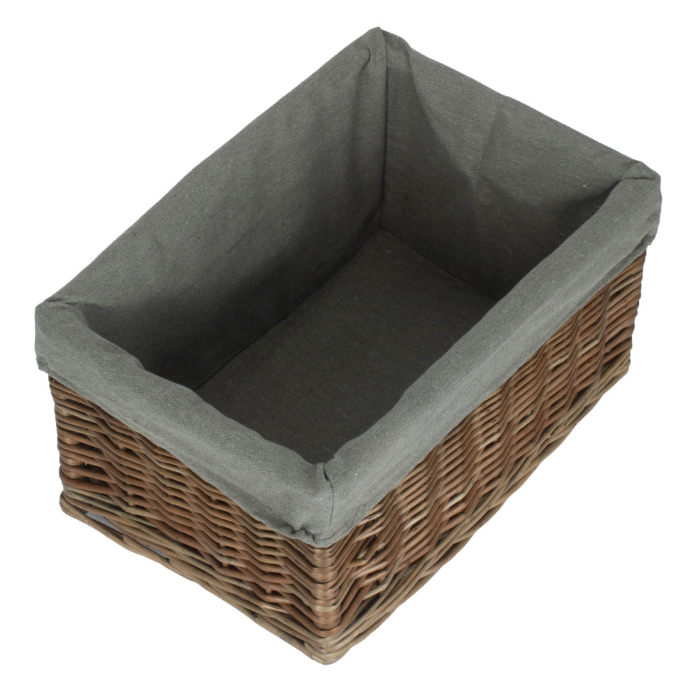 Antique Wash Grey Cotton Grey Lined Wicker Storage Baskets-4