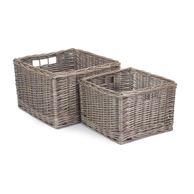 Square Antique Wash Unlined Storage Basket-2
