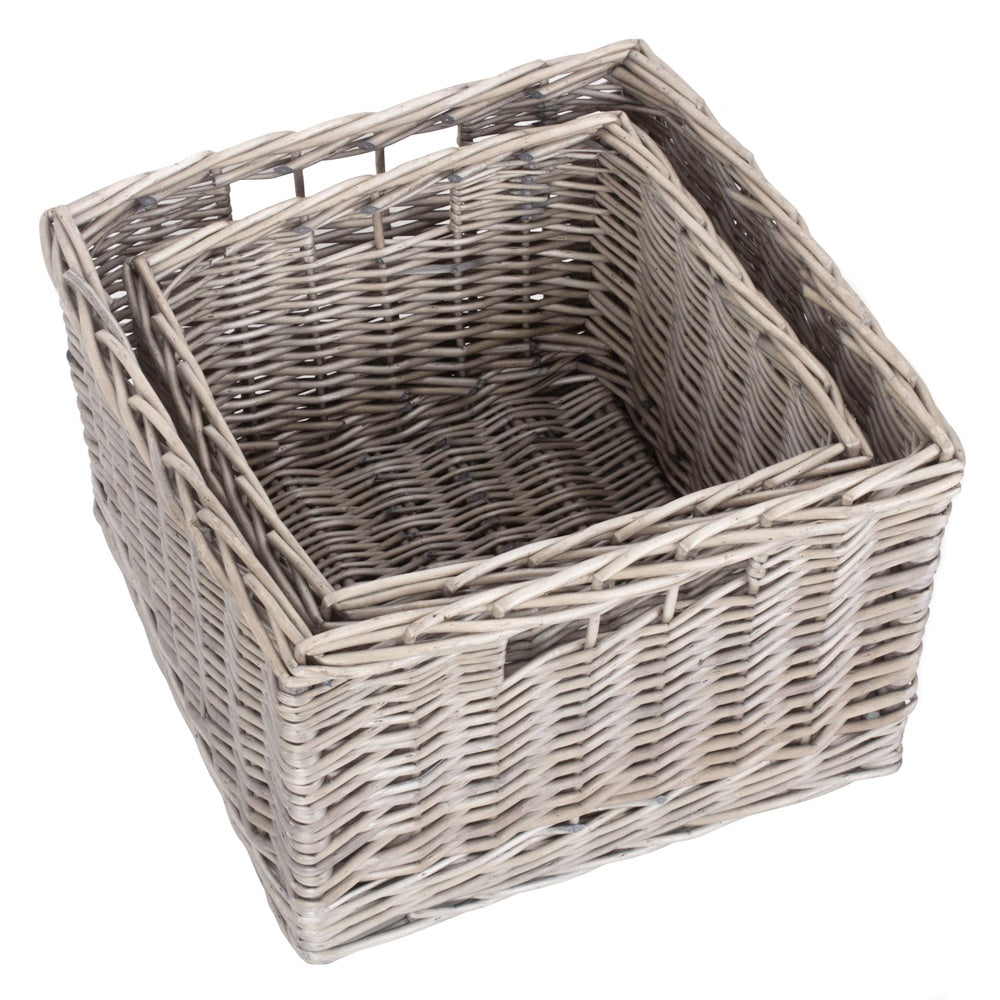 Square Antique Wash Unlined Storage Basket-0