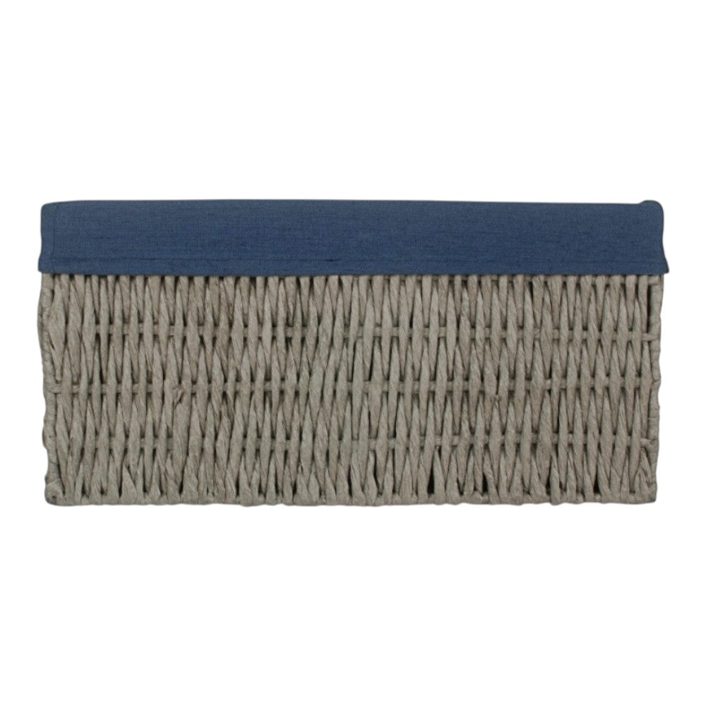 Navy Blue Paper Rope Storage Basket with Navy Blue Cotton Lining-3