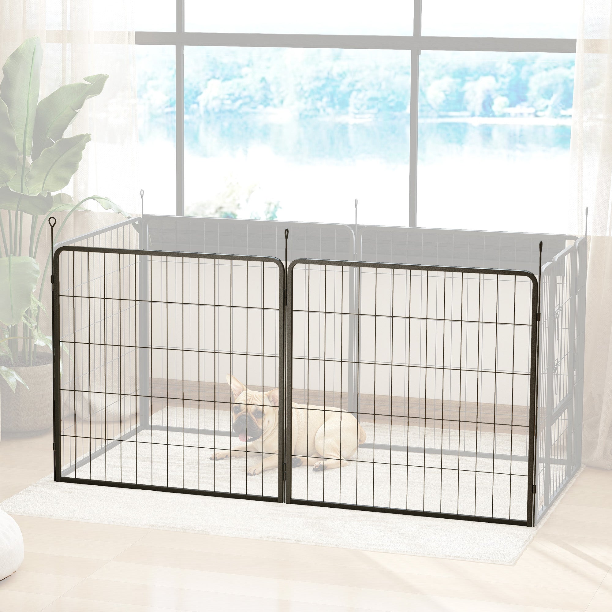 2 Piece Dog Pen Expansion Pack for 80cm High Pet Playpen with 3 Stakes, for Small and Medium Dogs-1