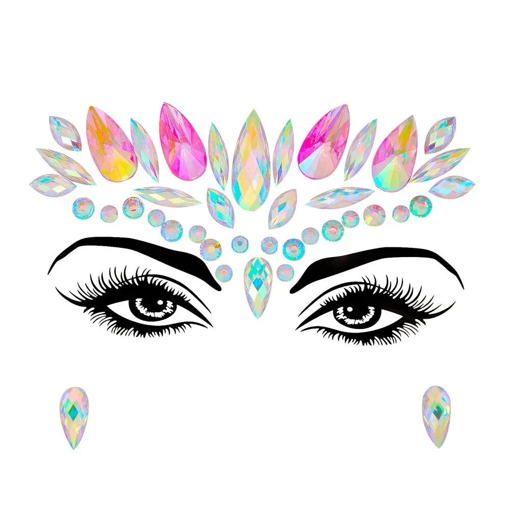 1pcs Festival Face Jewels Crystal Body Stickers Make Up Face Gems Glitter Rhinestones Face Sticker for Festival Party Dress Up-14