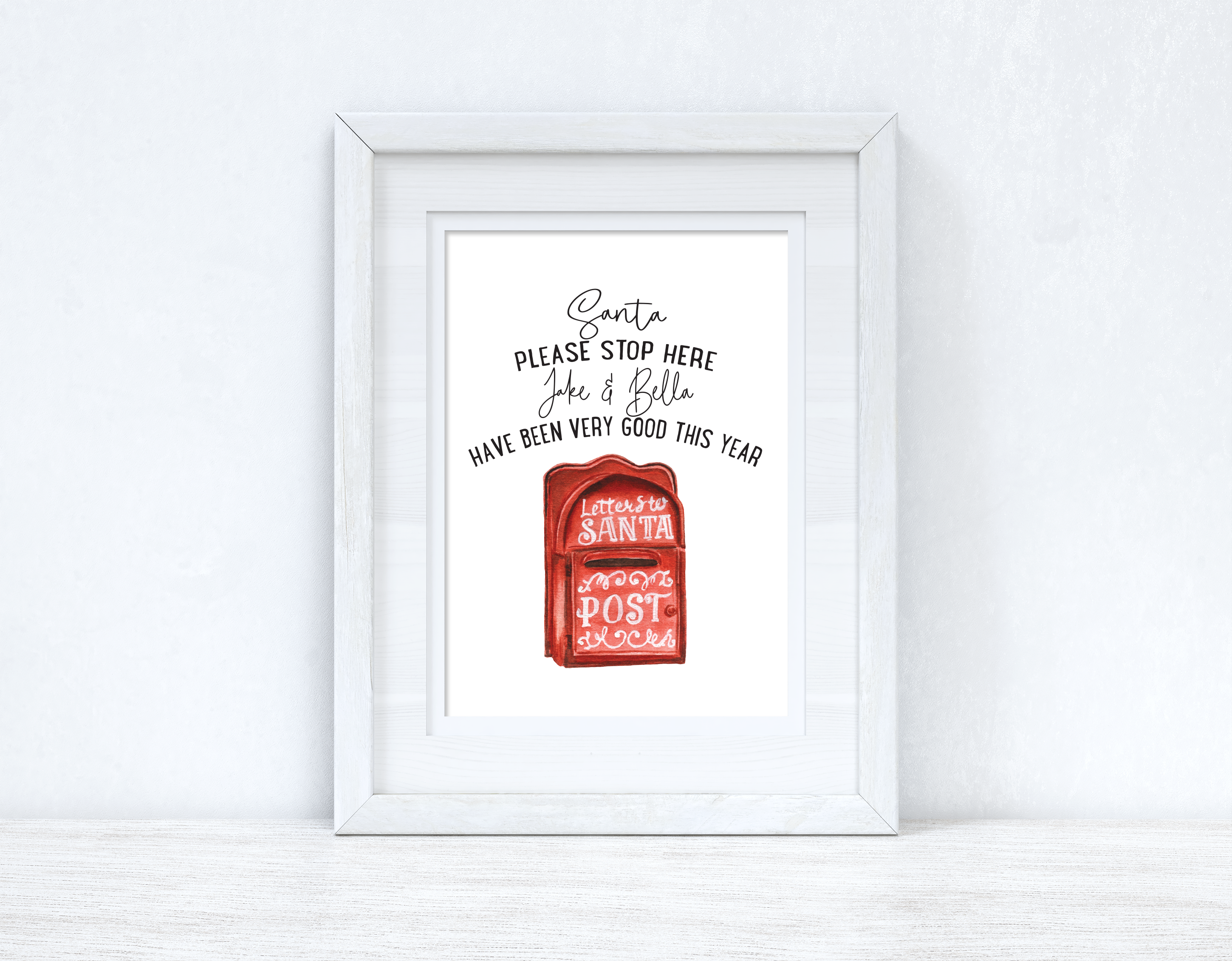 Santa Please Stop Here Custom Name Christmas Seasonal Wall Home Decor Print-0