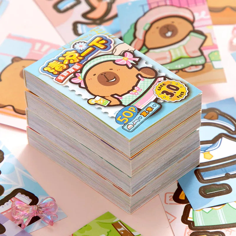 Capibala Dress Up Stickers Creative Four Seasons Scene Bean collection Sticker Children DIY Handmade Sticker Book-1