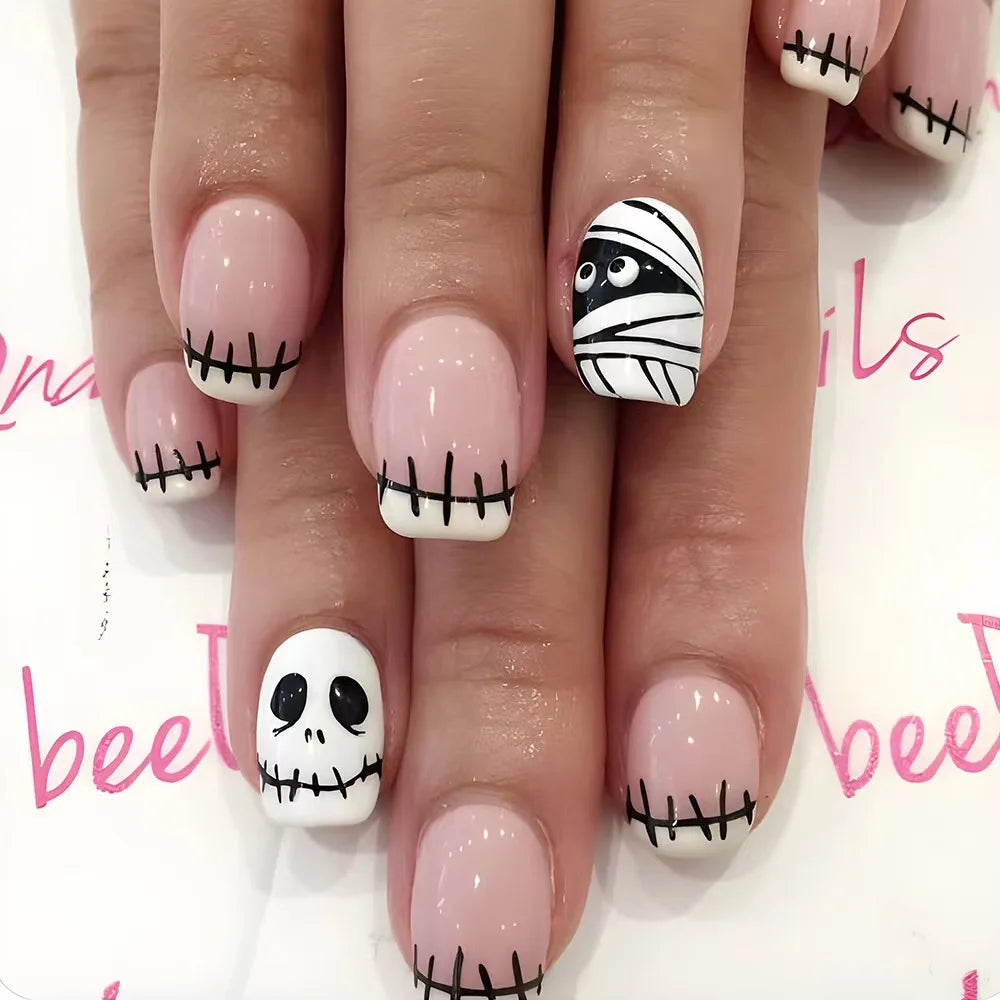 Scary Skull Halloween Press-On Nails-0