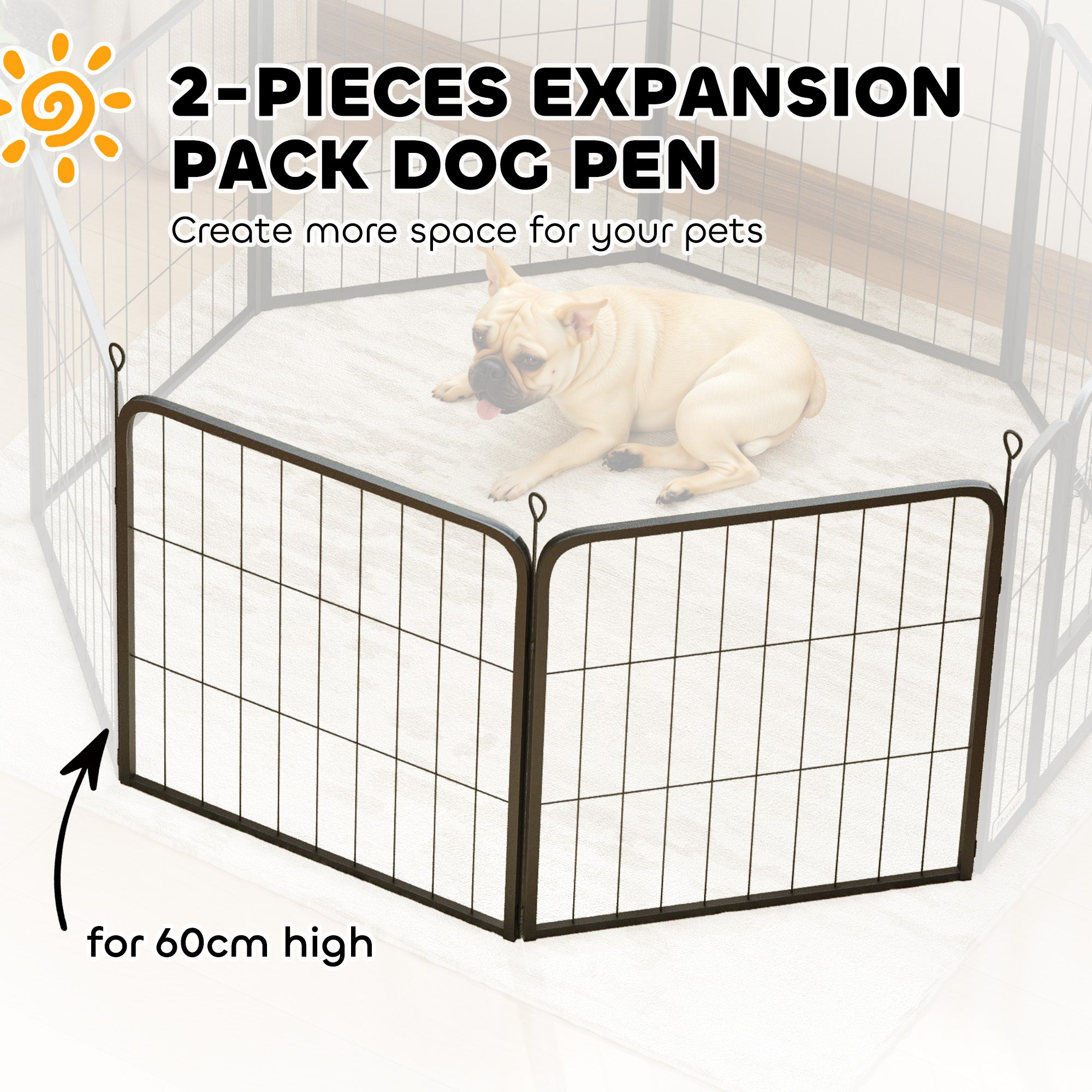 2 Piece Dog Pen Expansion Pack for 60cm High Animal Pen with 3 Connecting Stakes-3